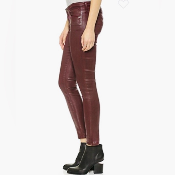 AG Adriano Goldschmied LEATHER The Leggings Super Skinny Jeans Burgundy Pants - Picture 4 of 15